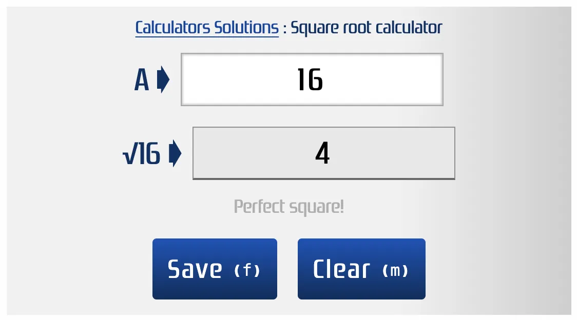 Calculate the square root of 16