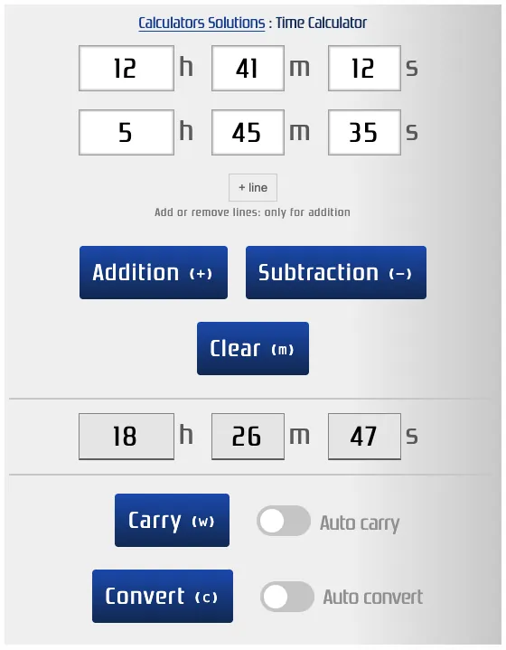 Easily calculate time and duration online